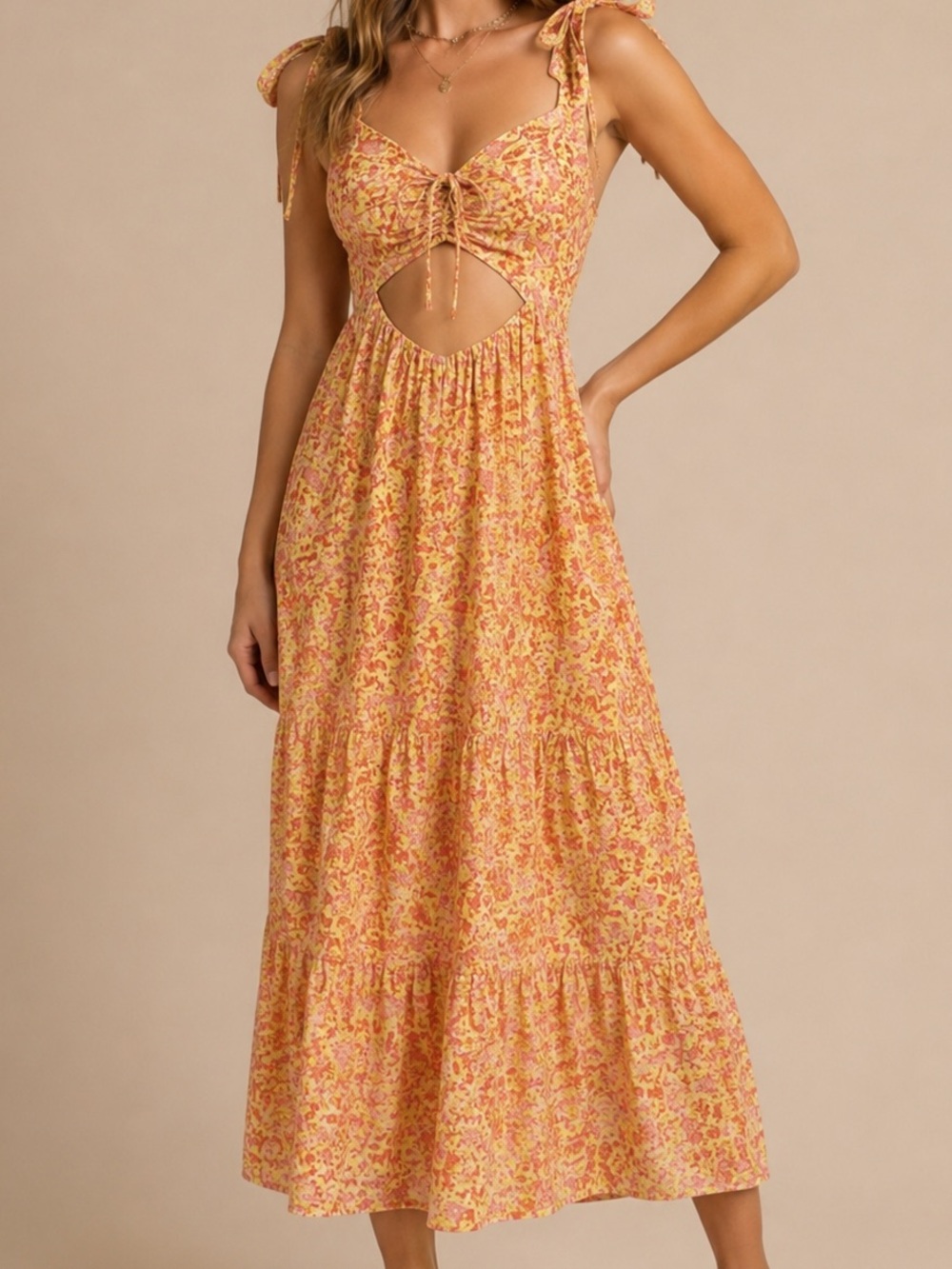 Banjanan Floral Cut Out Long Dress Size Small